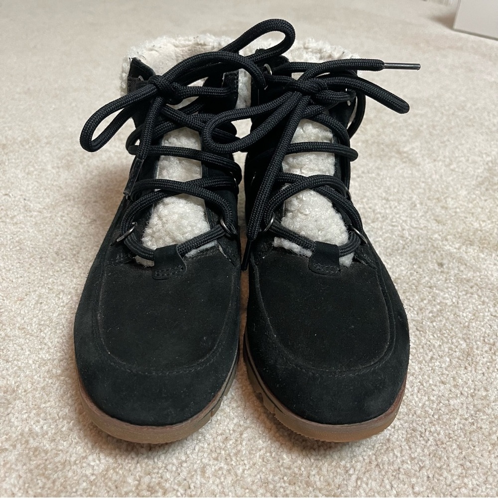 Sorel Harlow Lace Cozy Bootie Black Suede Sz 7 1977351 - Picture 7 of 11